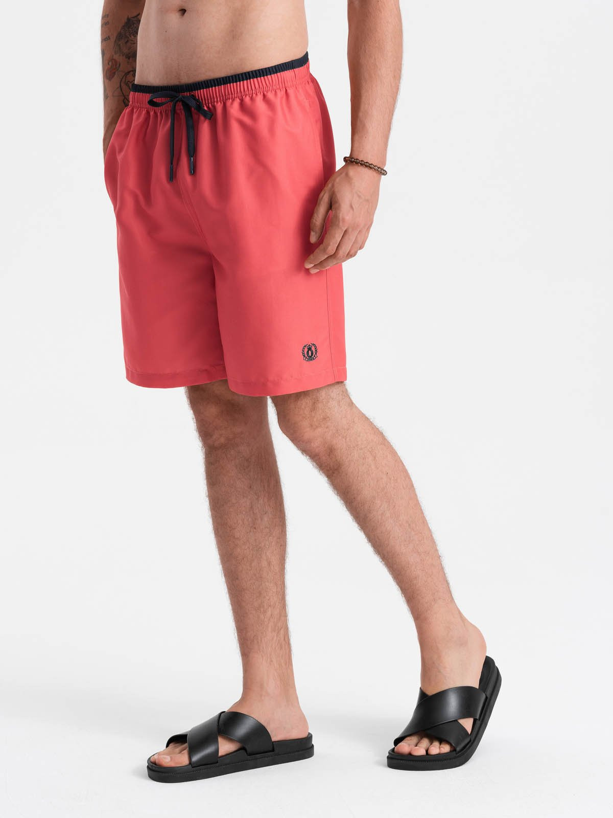 Ombre Men's two-tone ribbed swim shorts - coral