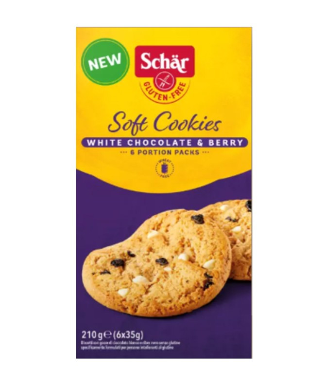 Zdraví z přírody Schär Soft Cookie White chocolate and berry  čokoládové sušenky bez lepku 210 g (6x35g)