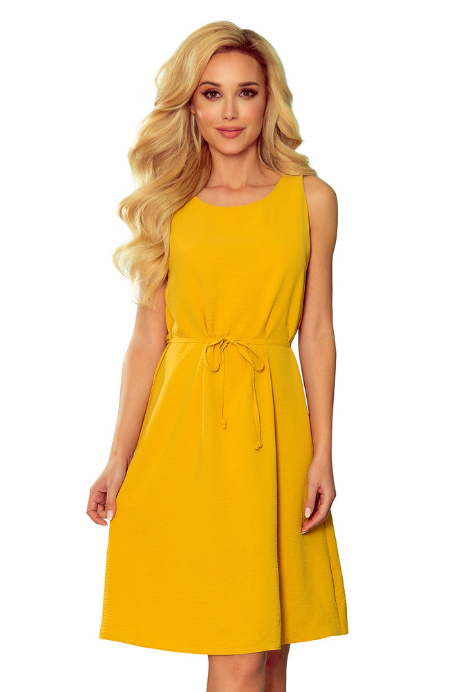 Numoco Dámské trapézové šaty VICTORIA - žluté Velikost: S, Žlutá