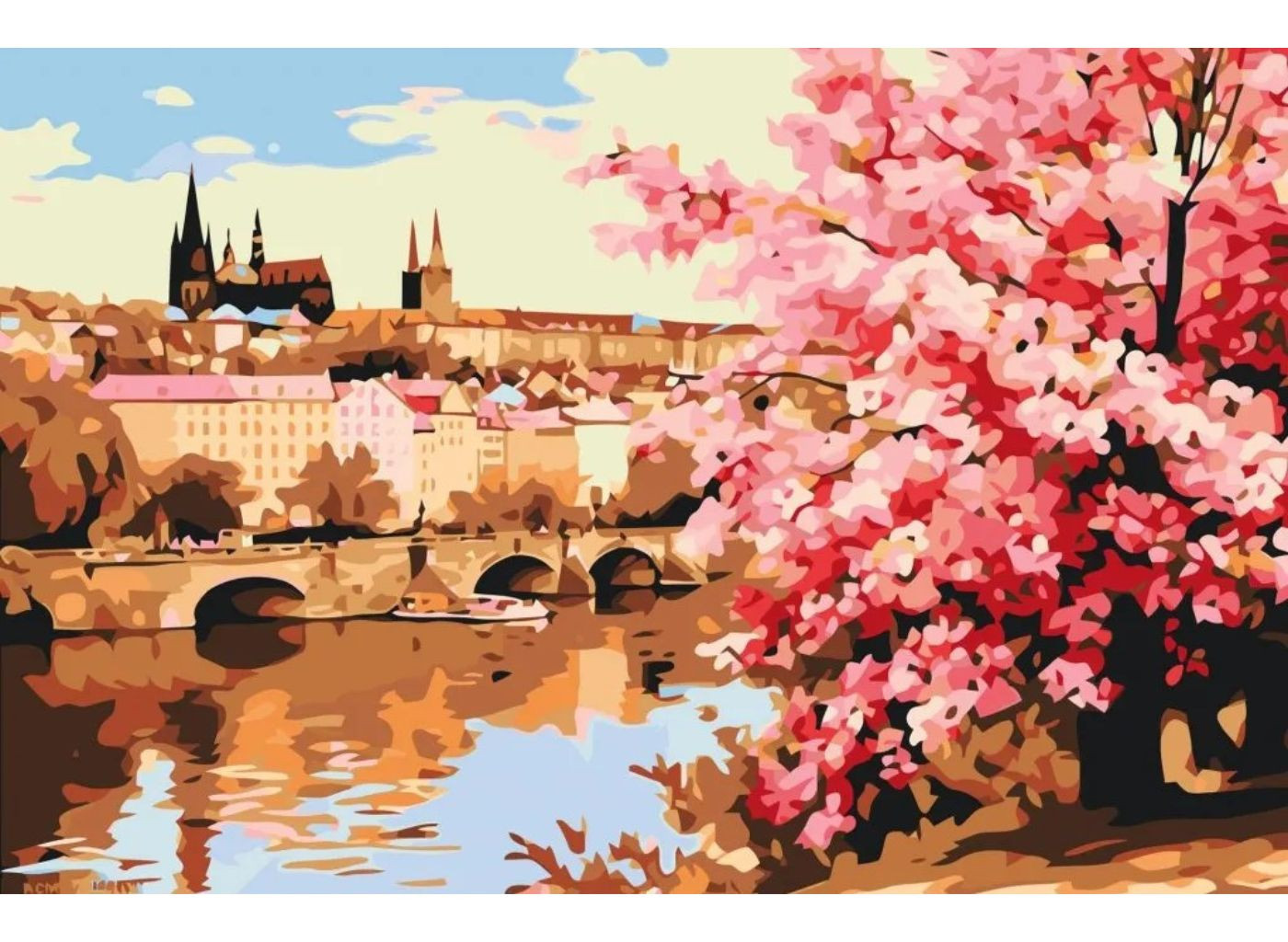 MALUJEŠ Malování podle čísel - ROZKVETLÁ PRAHA Rozměr: 40x60 cm, Rámování: bez rámu a bez vypnutí plátna