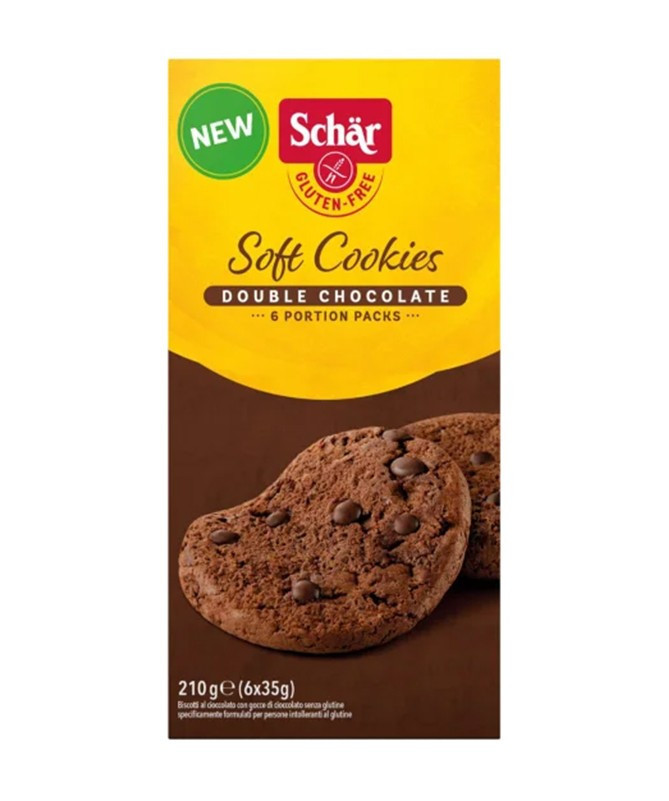 Zdraví z přírody Schär Soft Cookie Double chocolate čokoládové sušenky bez lepku  210 g (6x35g)