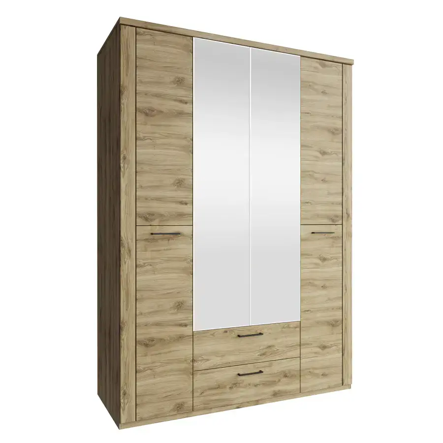 Tempo Kondela Skříň DORSI 4D2S se zrcadlem - dub navarra