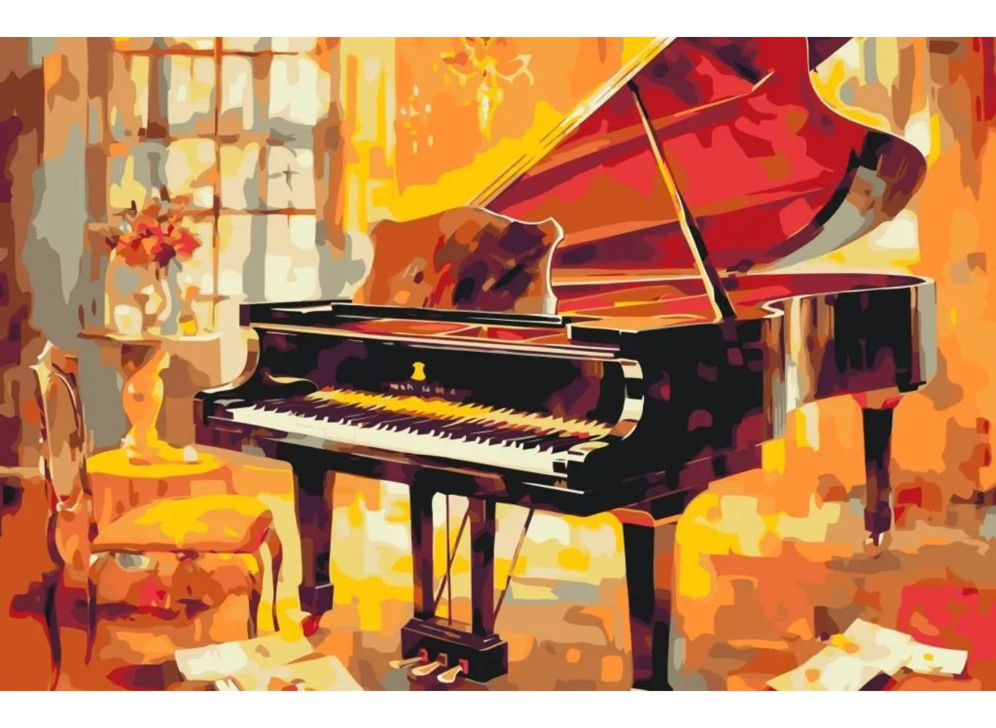 MALUJEŠ Malování podle čísel - ZÁMECKÝ KLAVÍR Rozměr: 40x60 cm, Rámování: bez rámu a bez vypnutí plátna