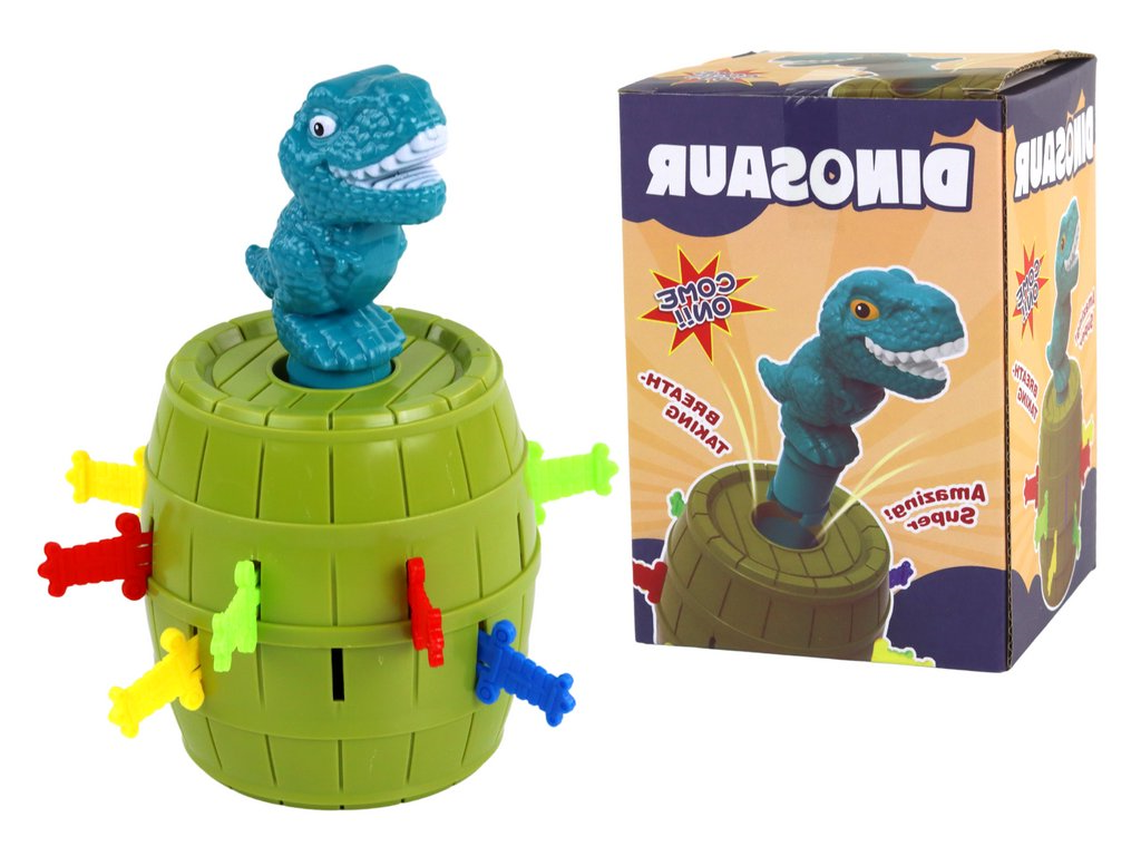 mamido Zručnostní hra vyskakující Dinosaurus v sudu
