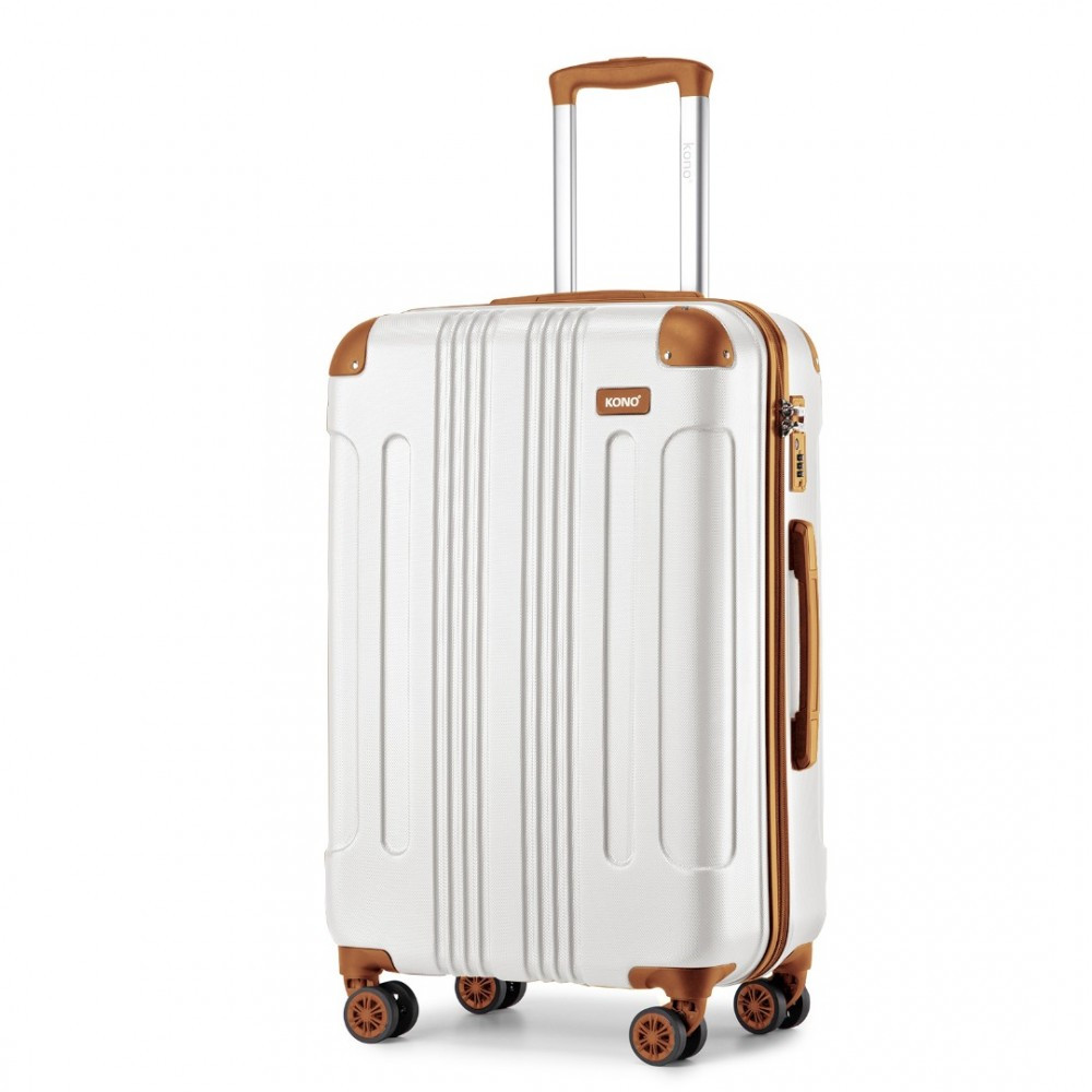 Cestovní kufr na kolečkách Kono ABS - 78L - béžovo-hnědý