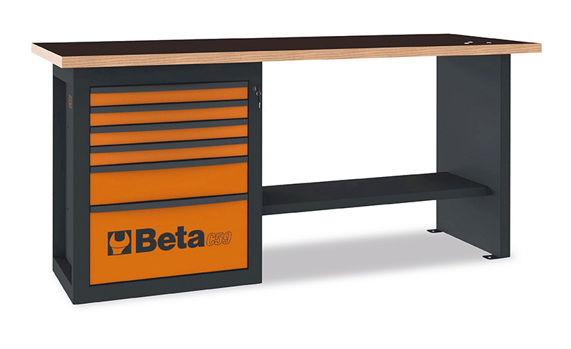 Pracovní stůl „Endurance“ s 6 zásuvkami, oranžový - Beta Tools