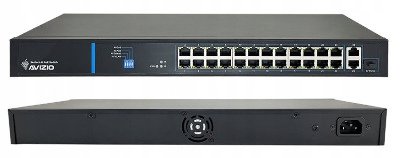 Poe Switch 24x Poe+ 2x Uplink 250W 10/100Mbps Pro Kamery