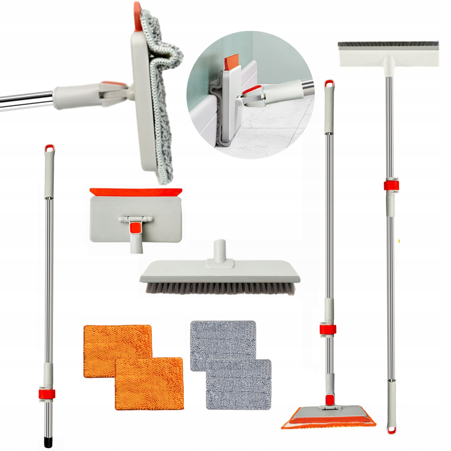 Myjka Do Okien Szyb Teleskopowy Mop Do Czyszczenia Listew Szczotka 130cm