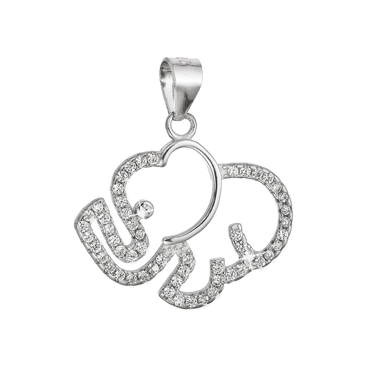 Evolution Group Stříbrný přívěsek slon se zirkony 14038.1 crystal