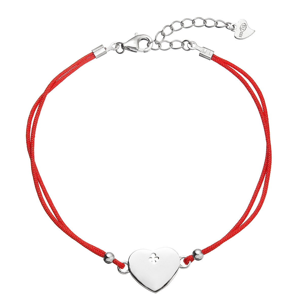 Evolution Group Kabbalah náramek se stříbrným srdcem 13049.3 red