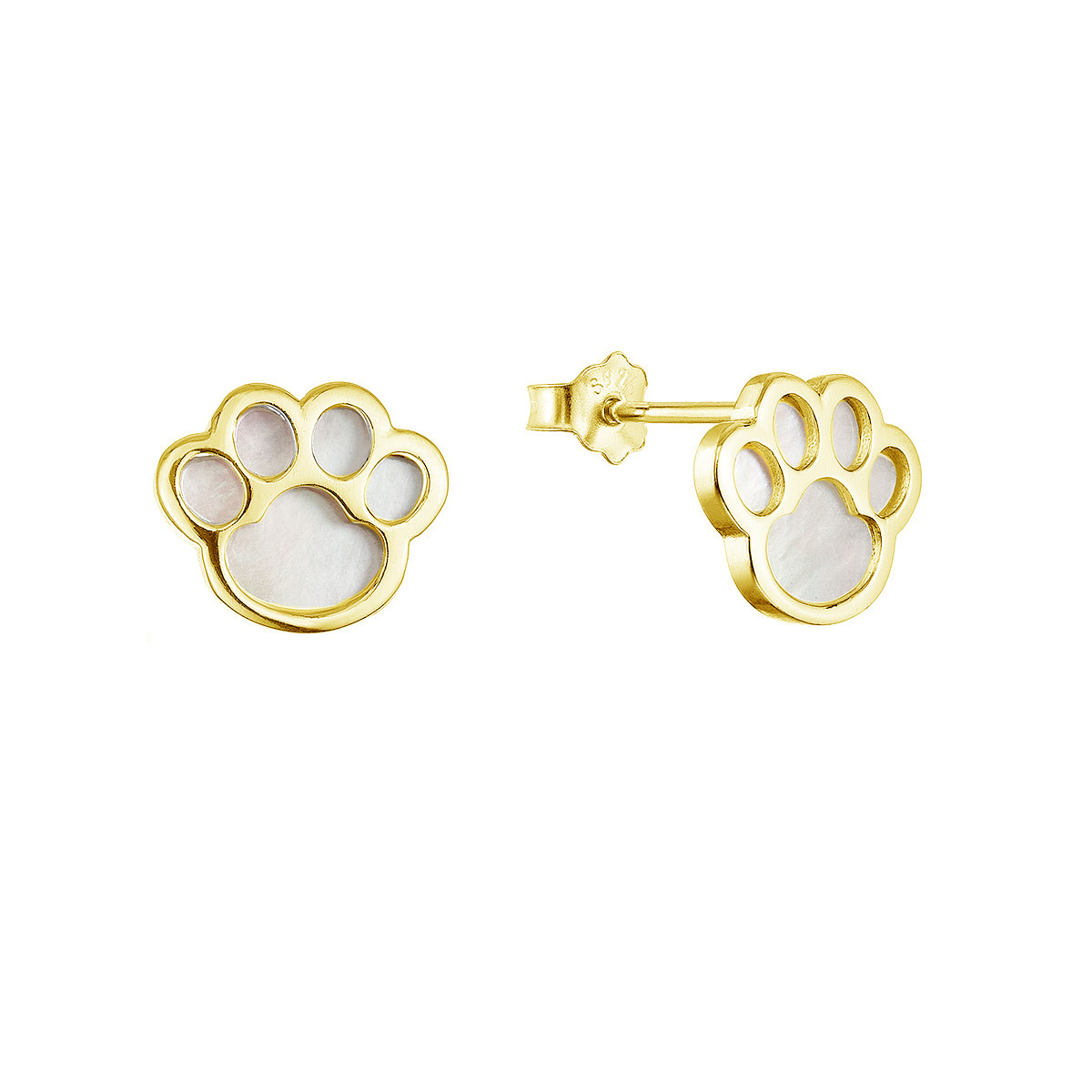 Evolution Group Pozlacené stříbrné náušnice tlapky s perletí 11519.1 perleť