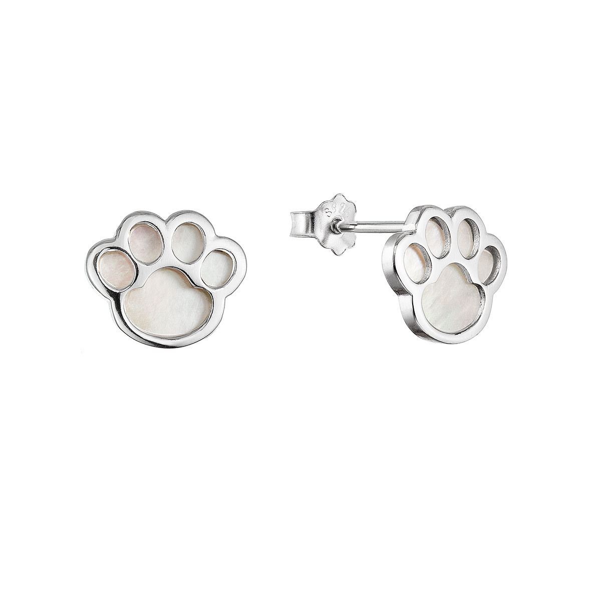 Evolution Group Stříbrné náušnice tlapky s perletí 11519.1 perleť