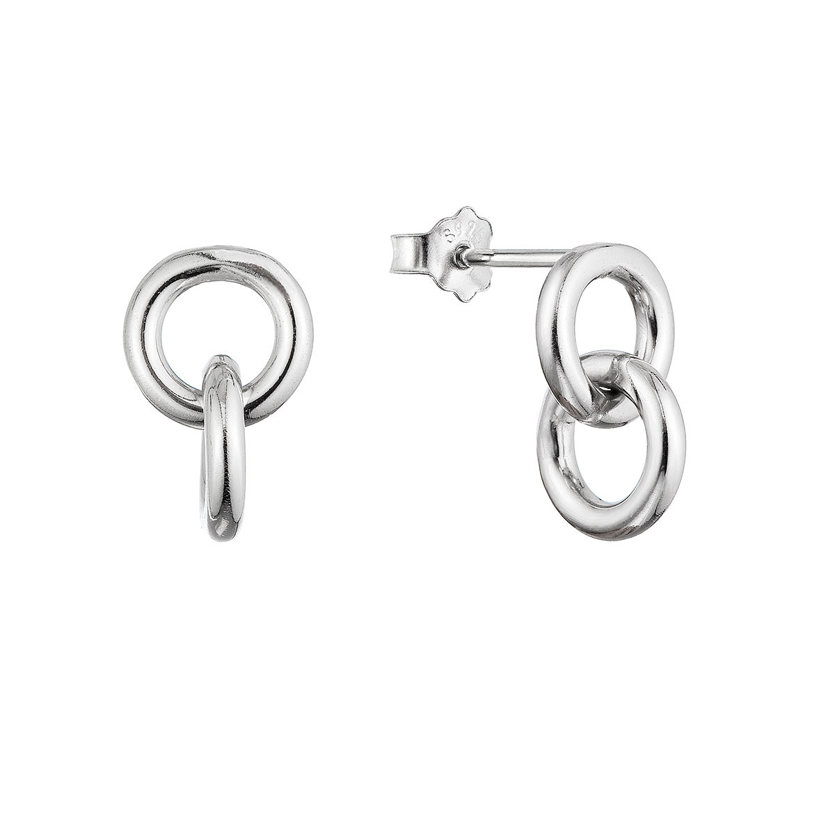 Evolution Group Stříbrné náušnice visící kroužky 61029