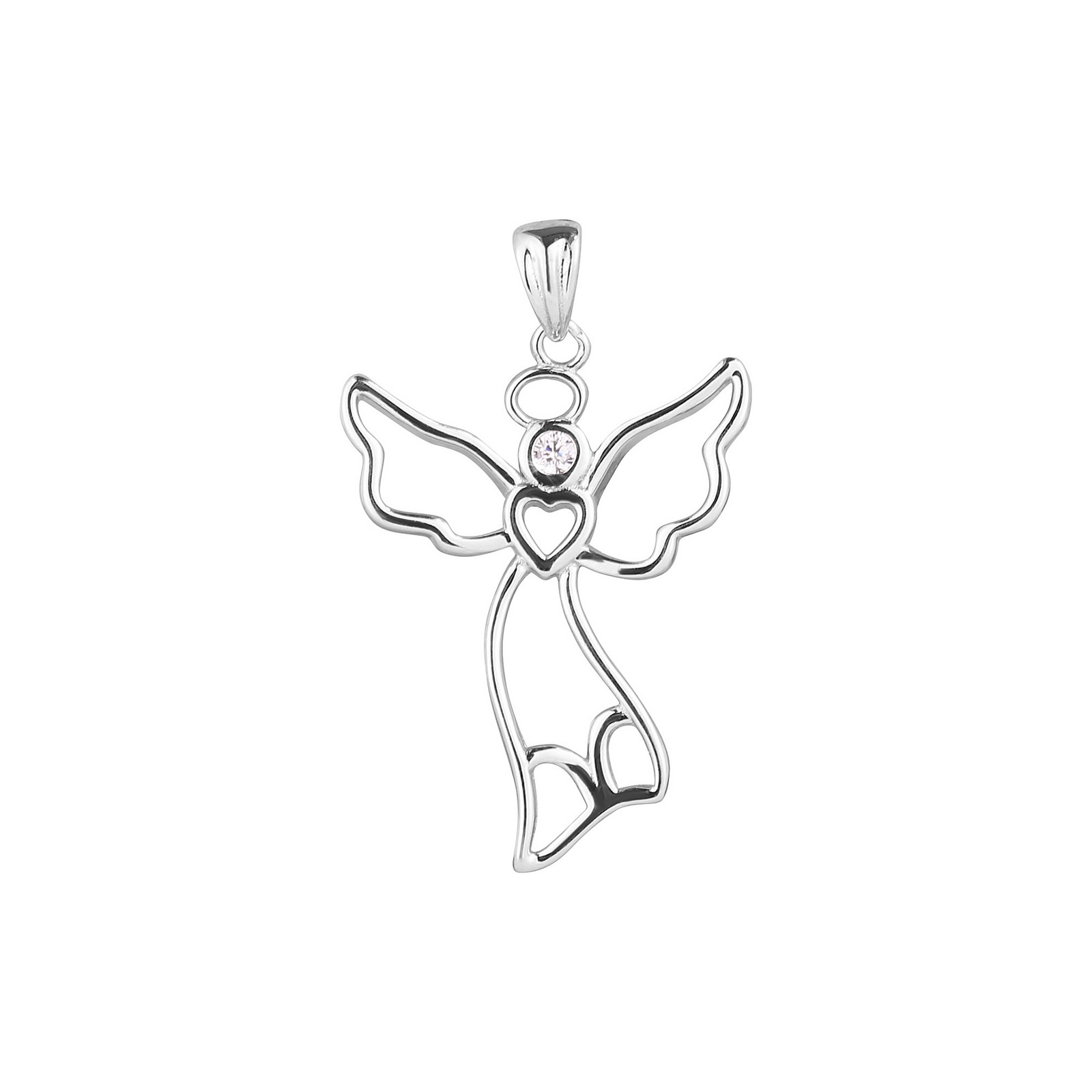 Evolution Group Stříbrný přívěsek anděl se zirkonem 14041.1 crystal