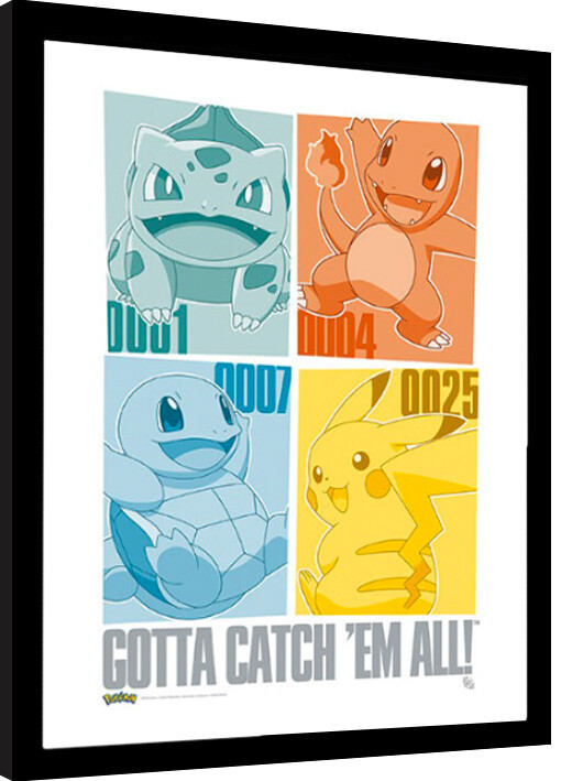 ABY STYLE Obraz na zeď - Pokemon - Pikachu & Kanto Starters, 34 x 44,2 cm