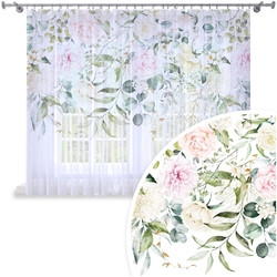 Záclona na okno Pivoňky růžovo zelené Rozměr záclony šířka 300cm