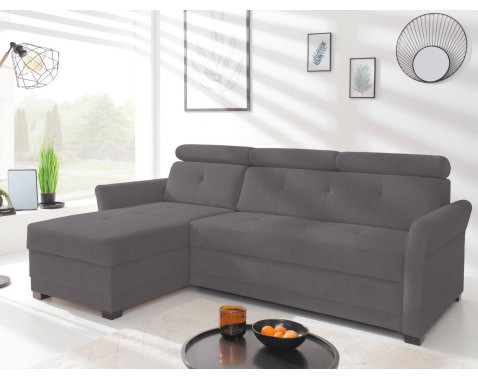 Rohová sedací souprava Harris, tmavě šedá tkanina, levý roh