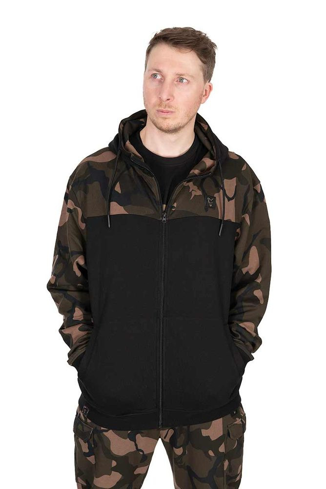 Fox Mikina LW BLack / Camo Split Zip Hoody - L