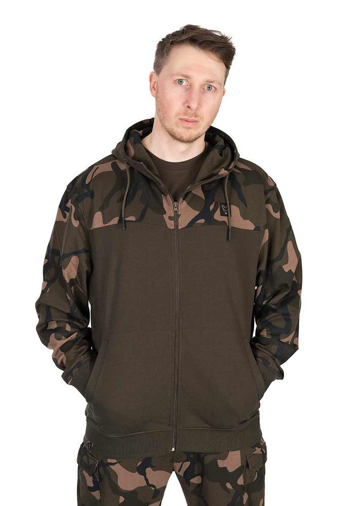 Fox Mikina LW Khaki / Camo Split Zip Hoody - L