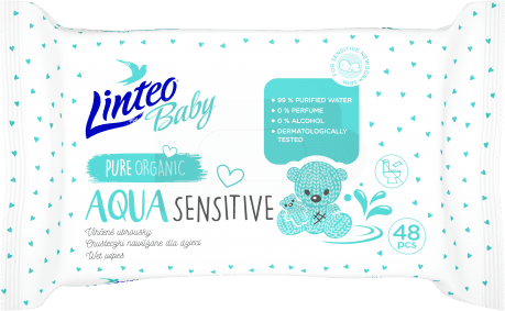 Dětské vlhčené ubrousky Linteo Baby AQUA SENSITIVE – 48 ks