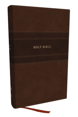 NKJV Personal Size Large Print Bible with 43,000 Cross References, Brown Leathersoft, Red Letter, Comfort Print (Thomas Nelson)(Imitation Leather)