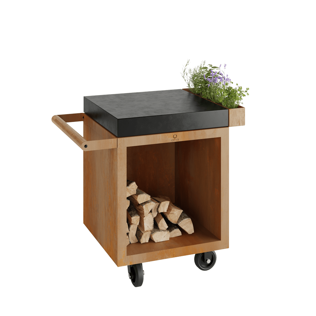 Pojízdný pracovní stůl OFYR Mise en Place Corten 65 PRO Ceramic Dark Grey