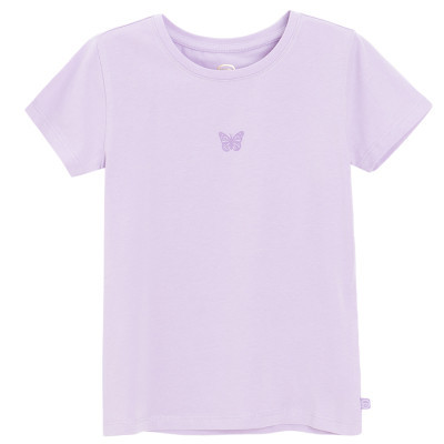 Tričko s krátkým rukávem s motýlem -fialové - 140 VIOLET