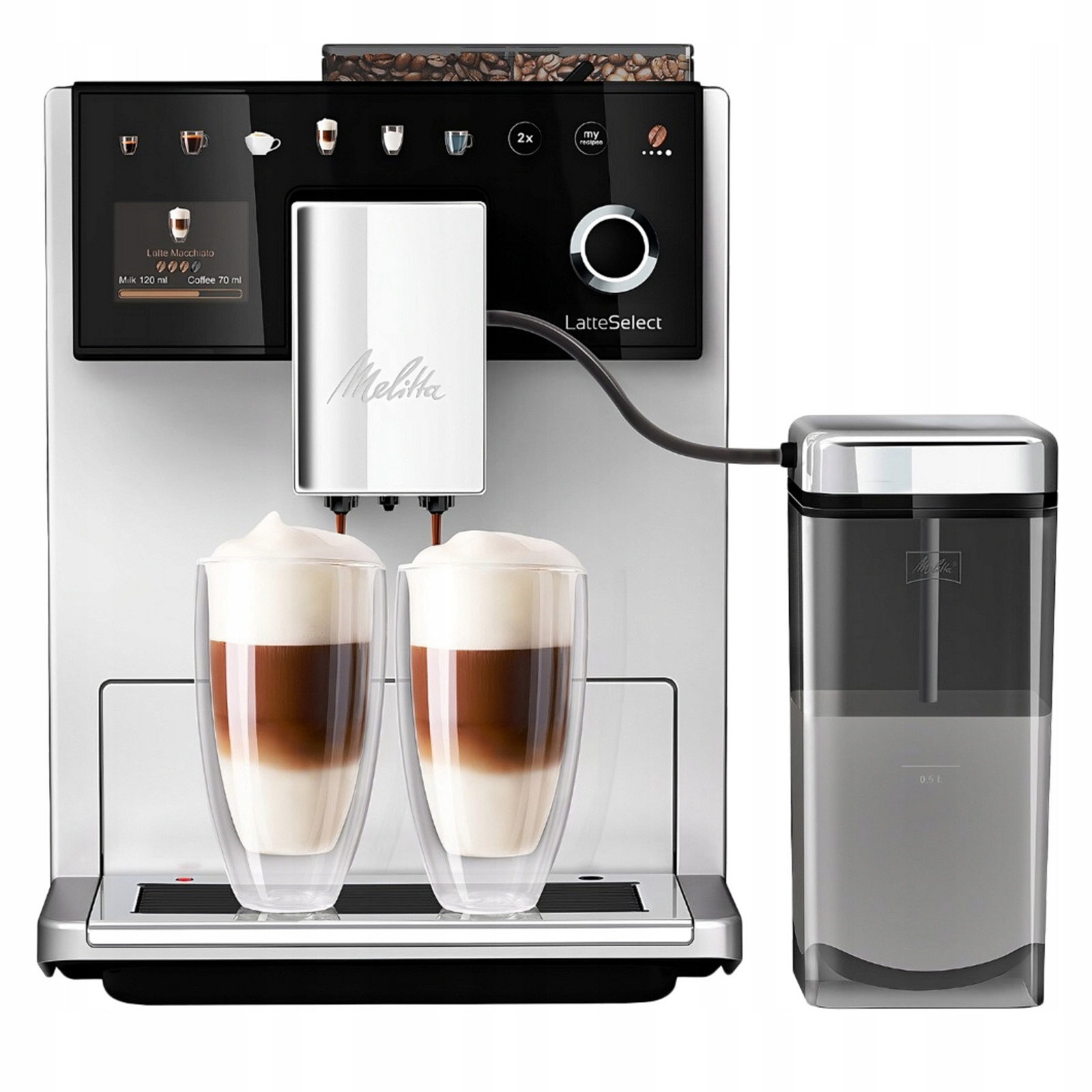Tlakový kávovar Melitta LatteSelect F63/0-211 – stříbrný