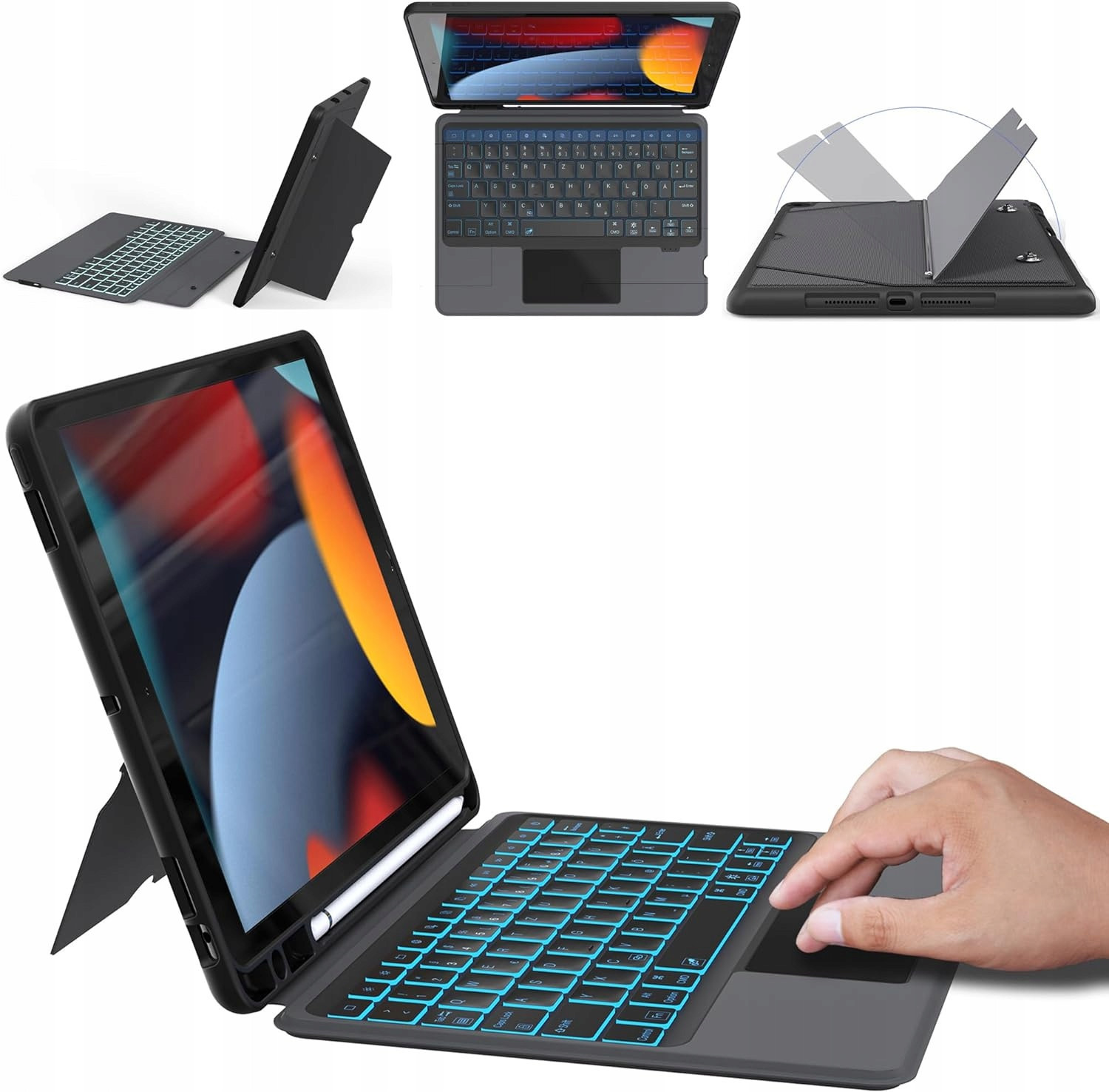 Kryt s klávesnicí Roofei pro iPad 10,2, iPad Air 3 iPad Pro 10,5 černý