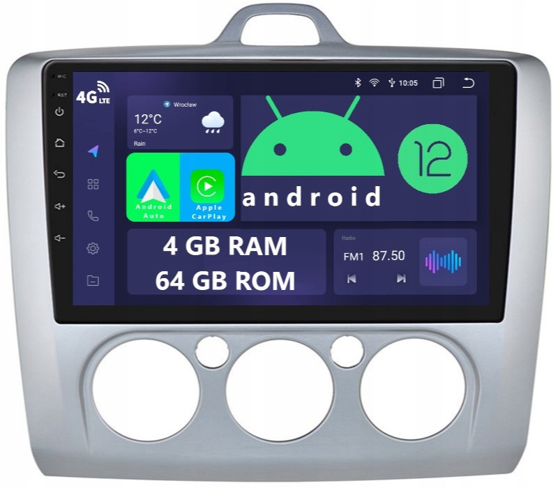 Rádio 2DIN Navigace Android Ford Focus MK2 2 II 4/64 Gb Dsp Carplay Lte