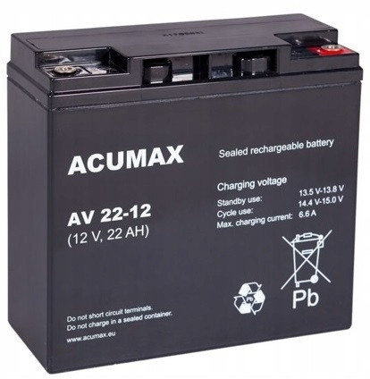 Baterie Agm Vrla Acumax Av 12V 22Ah AV22-12 AV22 22-12 Alarm Ups