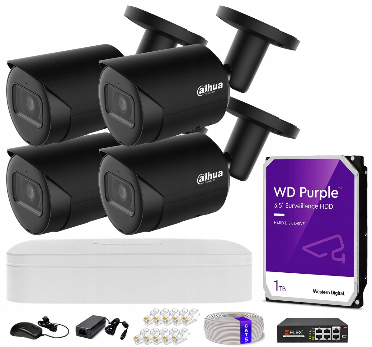 Ip monitoring Sada 4 kamer 4Mpx PoE Dahua WizSense Rekordér 1TB Apka