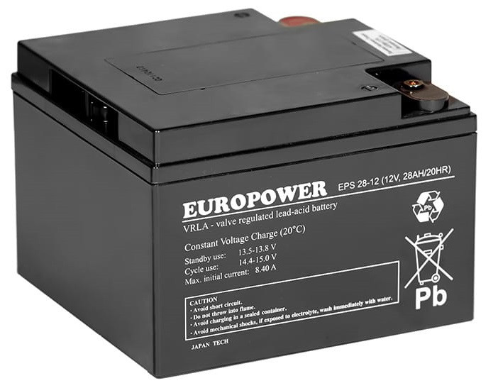 Baterie Agm Vrla Europower Eps 28Ah 12 V 28-12 Požární Ústředna