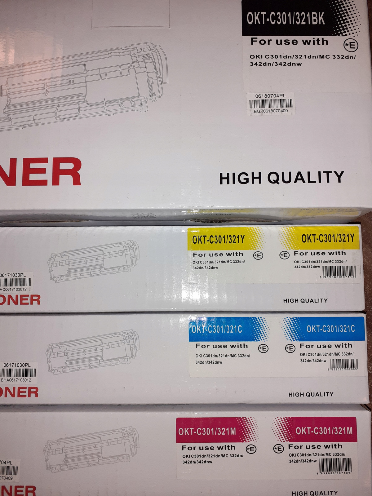 Toner Oki C301DN C321DN MC332DN MC342 Sada 4ks