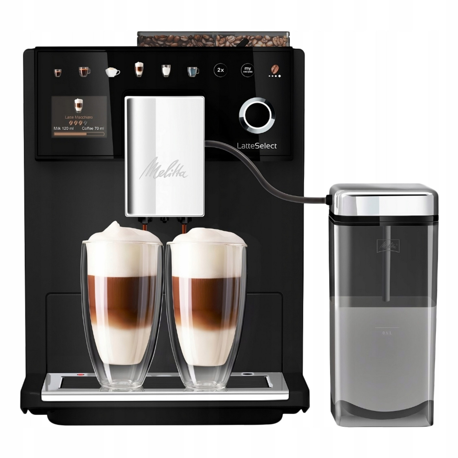 Tlakový kávovar Melitta LatteSelect F63/0-212 – stříbrno-černý