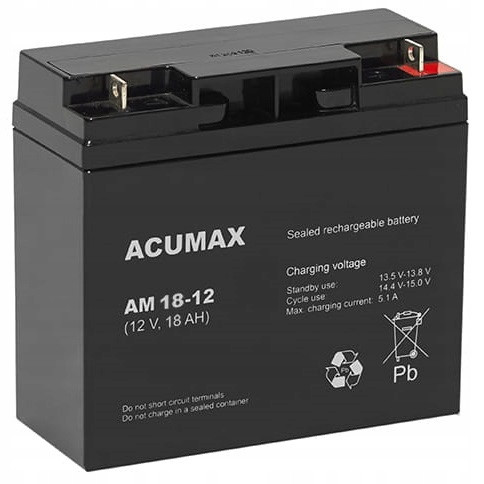 Baterie Agm Vrla Acumax Am 12V 18Ah Alarm Ups Zabezpečovací Ústředna