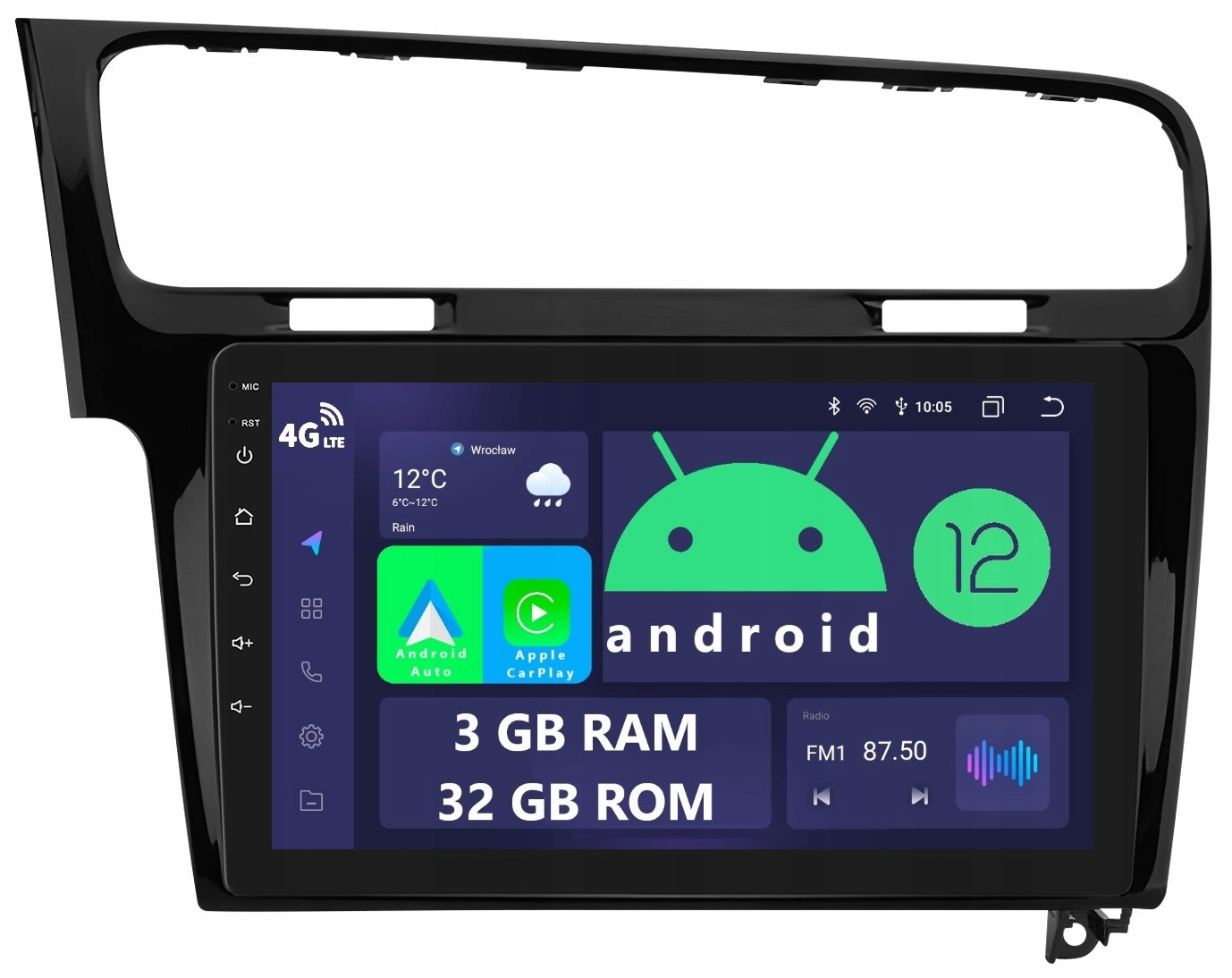 Radio 2DIN Navigace Android Volkswagen Golf VII 3/32GB Dsp Carplay Lte