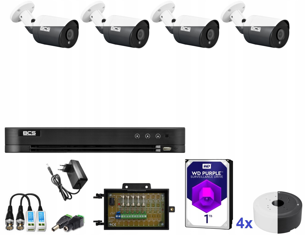 Sada Pro Monitorování 4 Kamer Hdcvi 4v1 BCS-TA25FSR4 Dom Sklep Firma 5Mpx