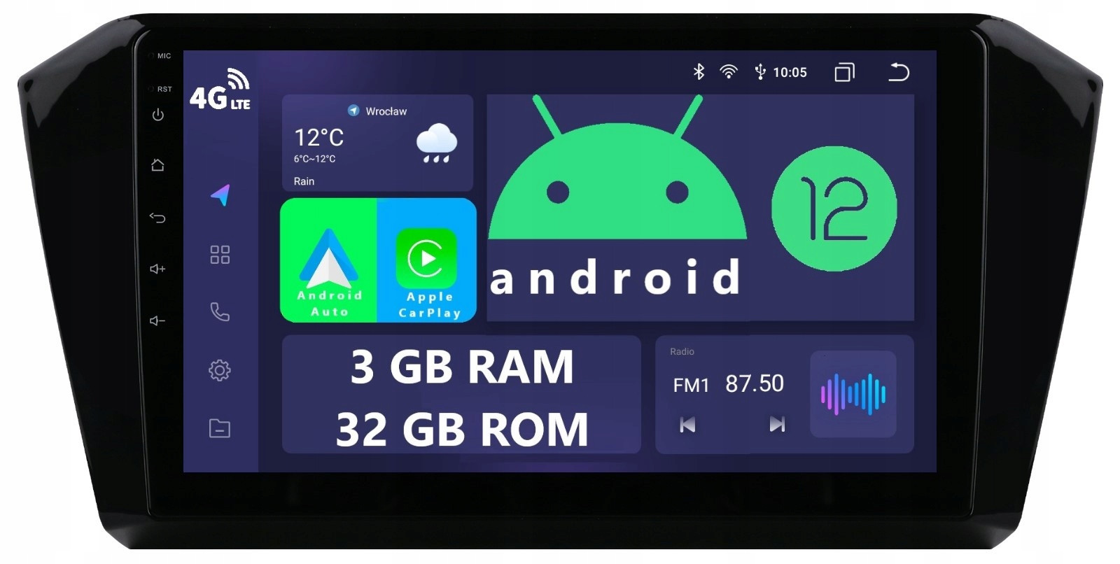 Radio 2DIN Navigace Android Volkswagen Passat B8 3/32 Gb Dsp Carplay Lte