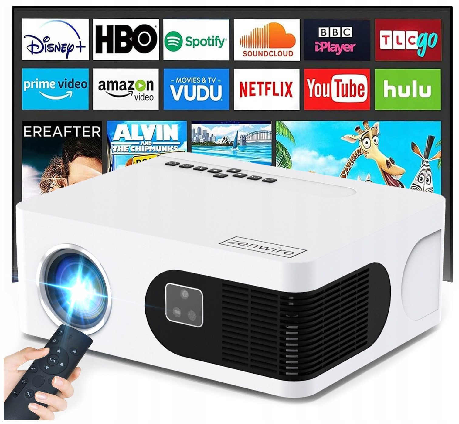 Projektor mini Projektor WiFi Android Tv Full Hd 4K 18000lm Autofocus Zenwire