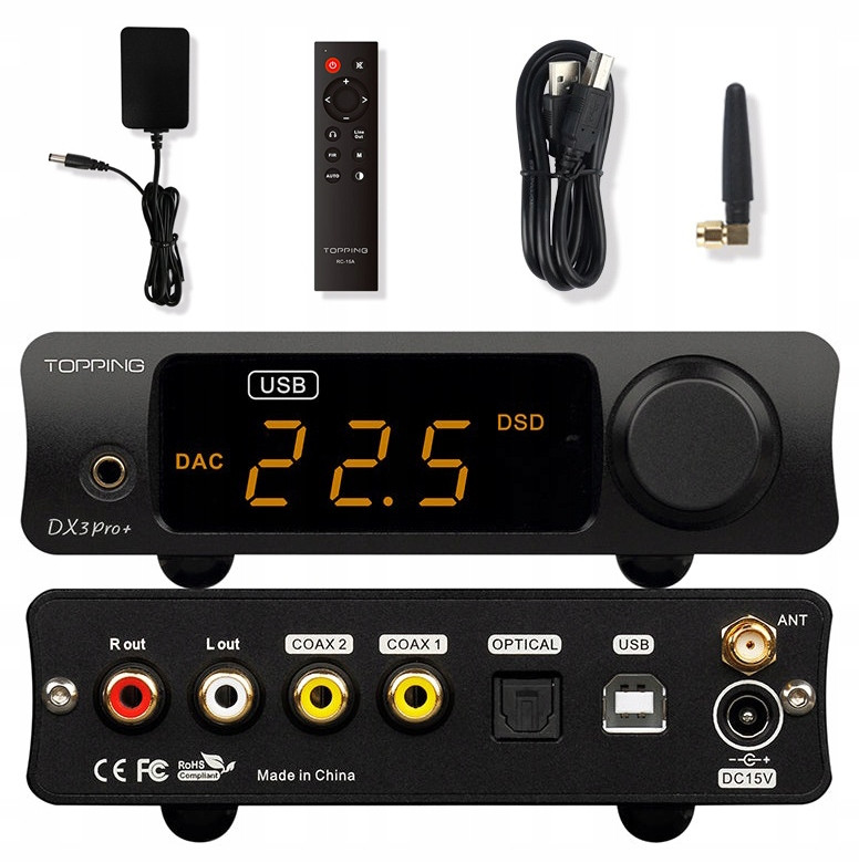 Dac sluchátkový zesilovač s Bt Topping DX3 Pro+