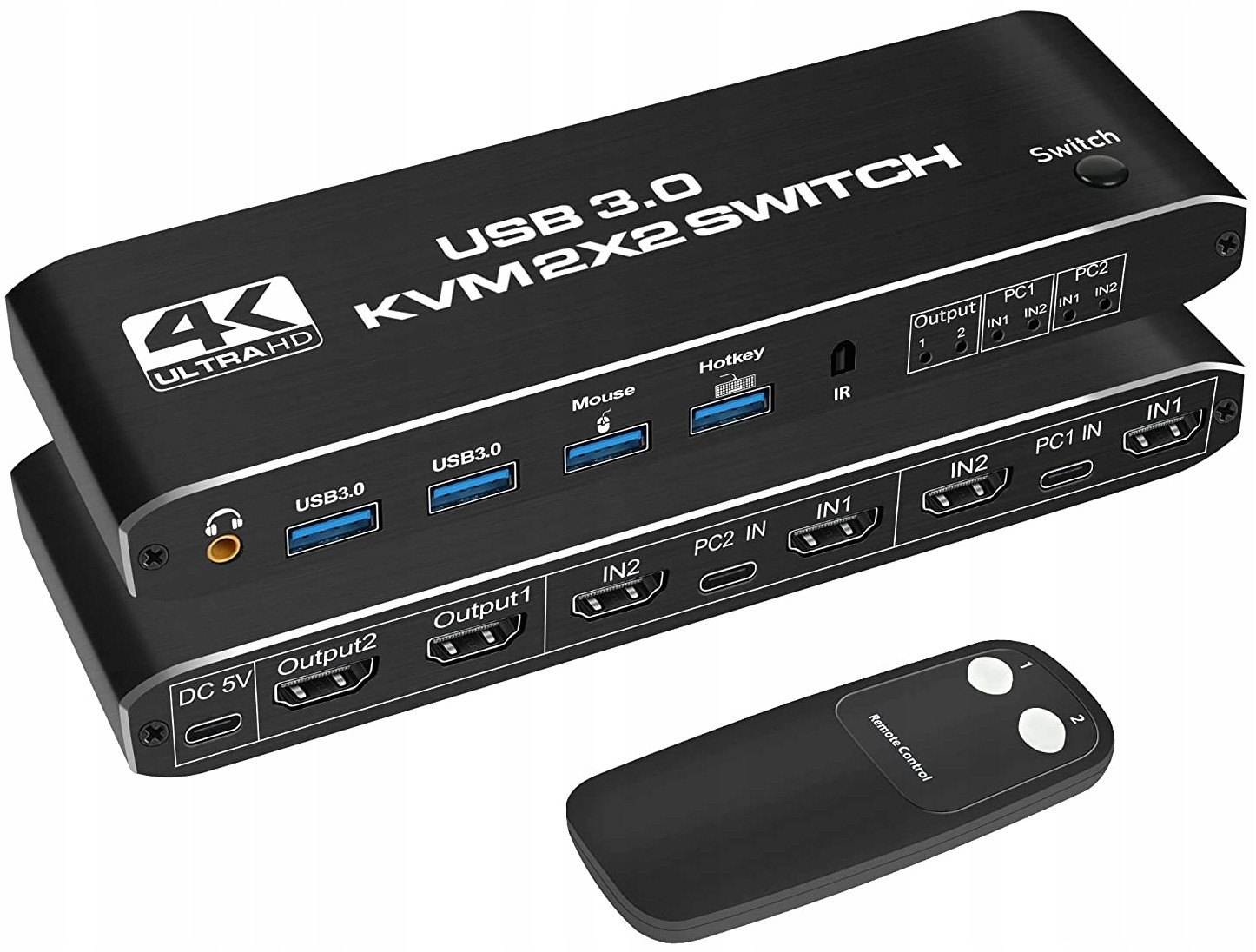 Konsola Kvm Hdmi 2.0 Switch 2 monitory