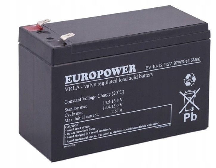 Baterie Agm Europower Ev 12V 10Ah F2 T2 Faston 250 Apc Rbc Ups