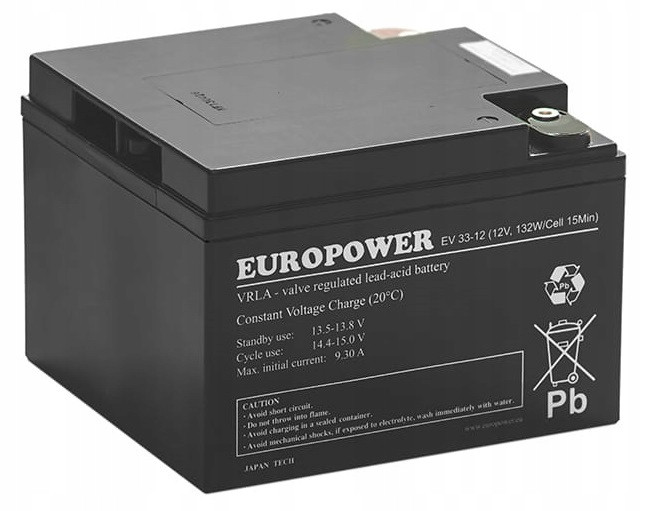 Baterie Agm Vrla Europower Ev 33-12 12V 33AH EV33-12 EV33 33 Ah