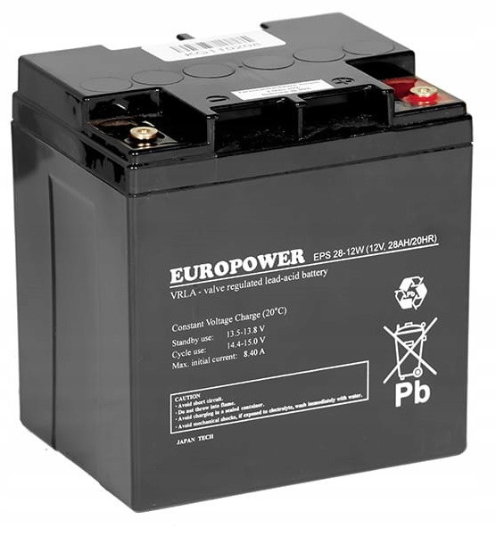 Baterie Agm Vrla Europower Eps 12 W 28Ah Požární Ústředna EPS28