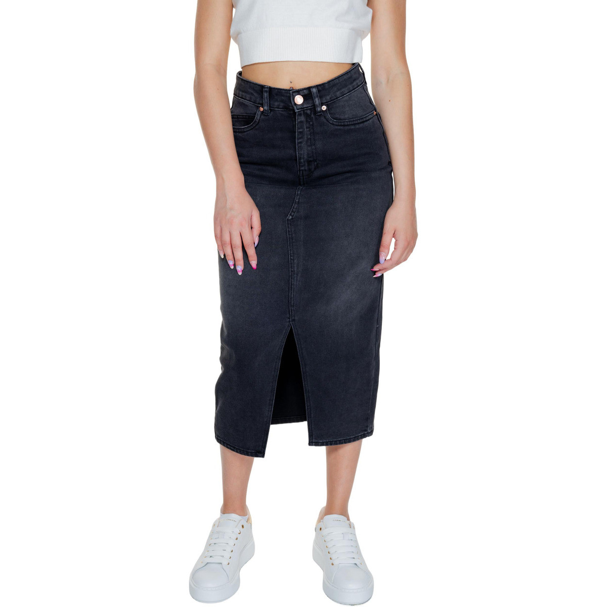 Vero Moda  VMVERI HR CALF DENIM SKIRT GA MIX NOOS 10295731  Černá