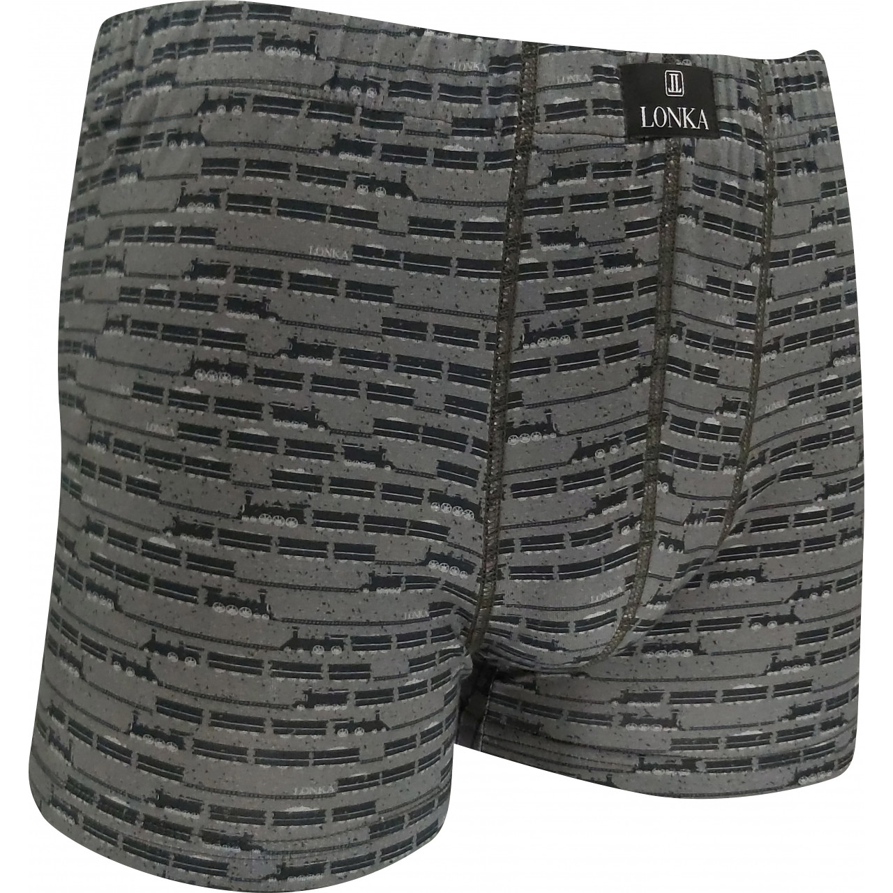 Boxerky pánské Lonka Kevin IMAGE Mašinky - tmavě šedé, M