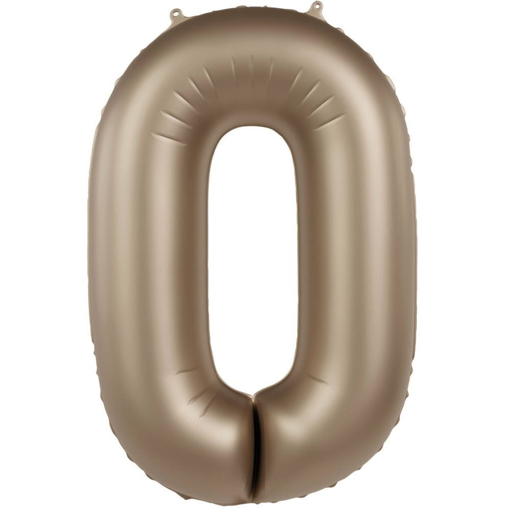 Balónek fóliový číslo 0 Starlight Gold, saténový lesk 86 cm