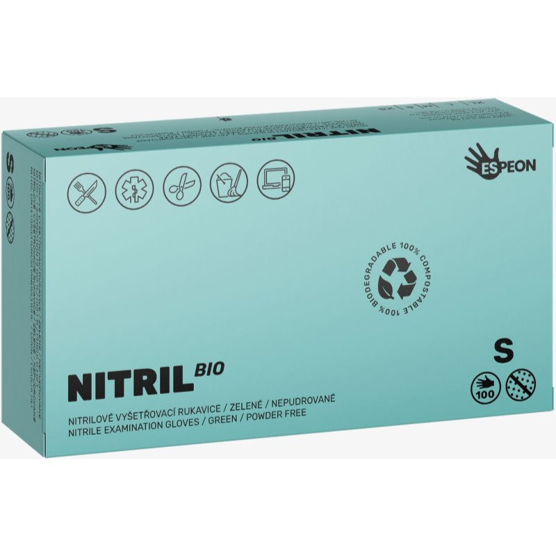 Espeon Nitril BIO Green nitrilové nepudrované rukavice velikost S 2x50 ks
