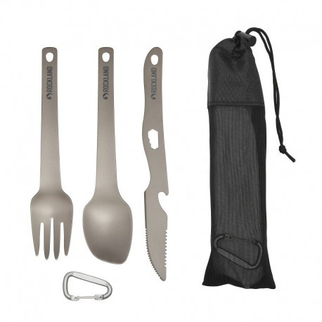 Rockland Pure Titanium Cutlery Set příbor titanový - lžíce, vidlička, nůž, karabinka